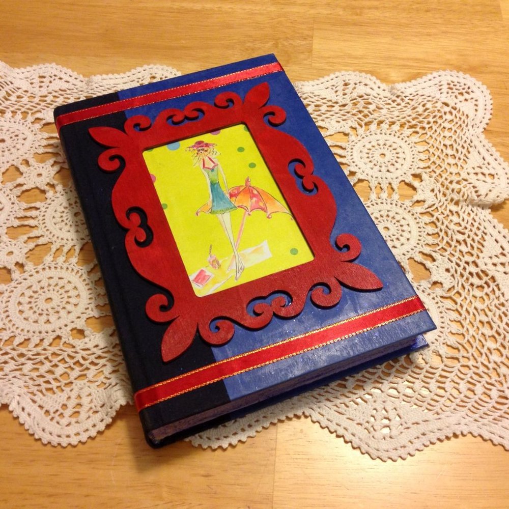 Hand painted Fashionista Art. Rescued book decor, fancy lady